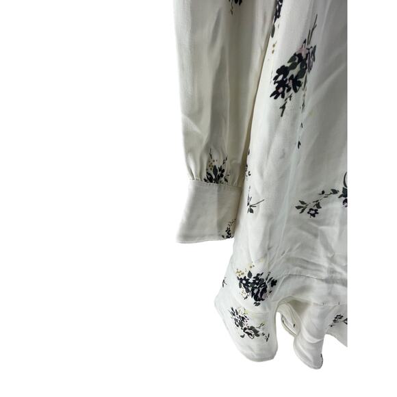 A.L.C. Black White Floral Long Sleeve V-Neck Flounce Mini Dress Women's Size 0 - Picture 5 of 10